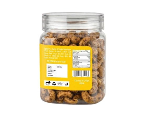 Chatpatta Cashews | Simply Oven Roasted Flavored Cashew Nuts | Crunchy & Spicy Healthy Snack | Ready to Eat Premium Kaju (250 Gm Box)