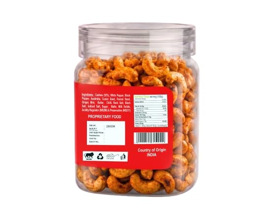 Butter Masala Cashews | Simply Oven Roasted Kaju | Spicy & Crunchy Premium Cashew Nuts | Ready to Eat Snack | Vegetarian(250 Gm Box)