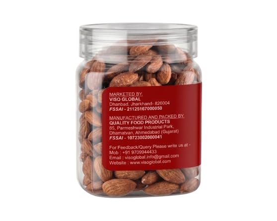 Premium Salted Almonds – Simply Oven Roasted & Crunchy | 0% Added Oil | Healthy Roasted Badam Snacking | Protein-Rich & Nutritious (250 Gm Box)