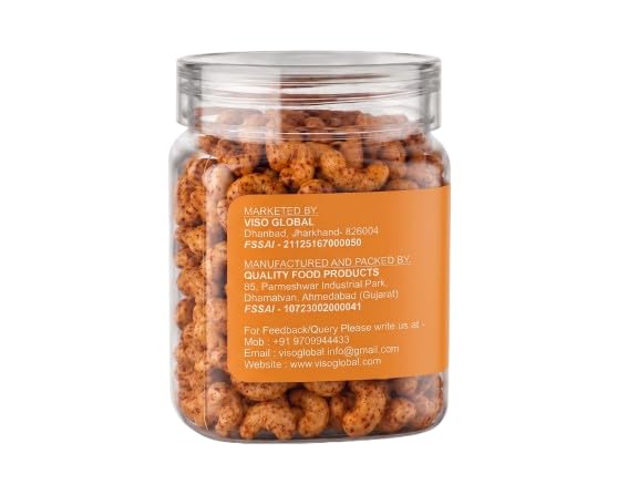 Peri Peri Cashews | Simply Oven Roasted Kaju | Spicy & Crunchy Flavoured Cashew Nuts | Ready to Eat Snack | Vegetarian (250 Gm Box)