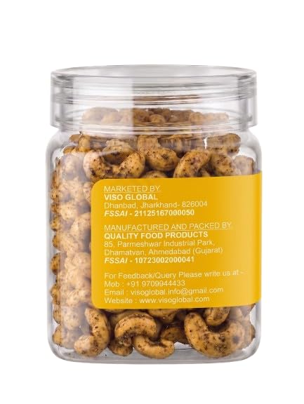 Chatpatta Cashews | Simply Oven Roasted Flavored Cashew Nuts | Crunchy & Spicy Healthy Snack | Ready to Eat Premium Kaju (250 Gm Box)