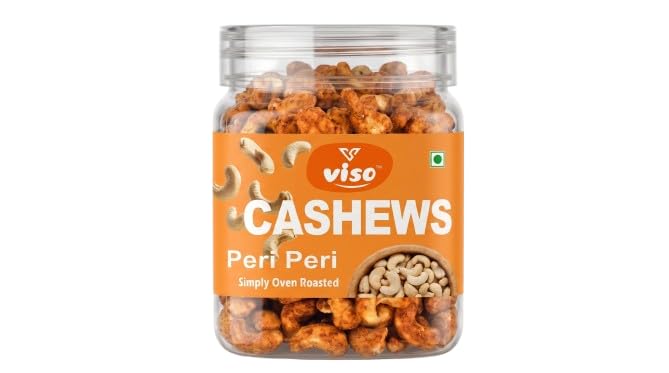 Peri Peri Cashews | Simply Oven Roasted Kaju | Spicy & Crunchy Flavoured Cashew Nuts | Ready to Eat Snack | Vegetarian (250 Gm Box)