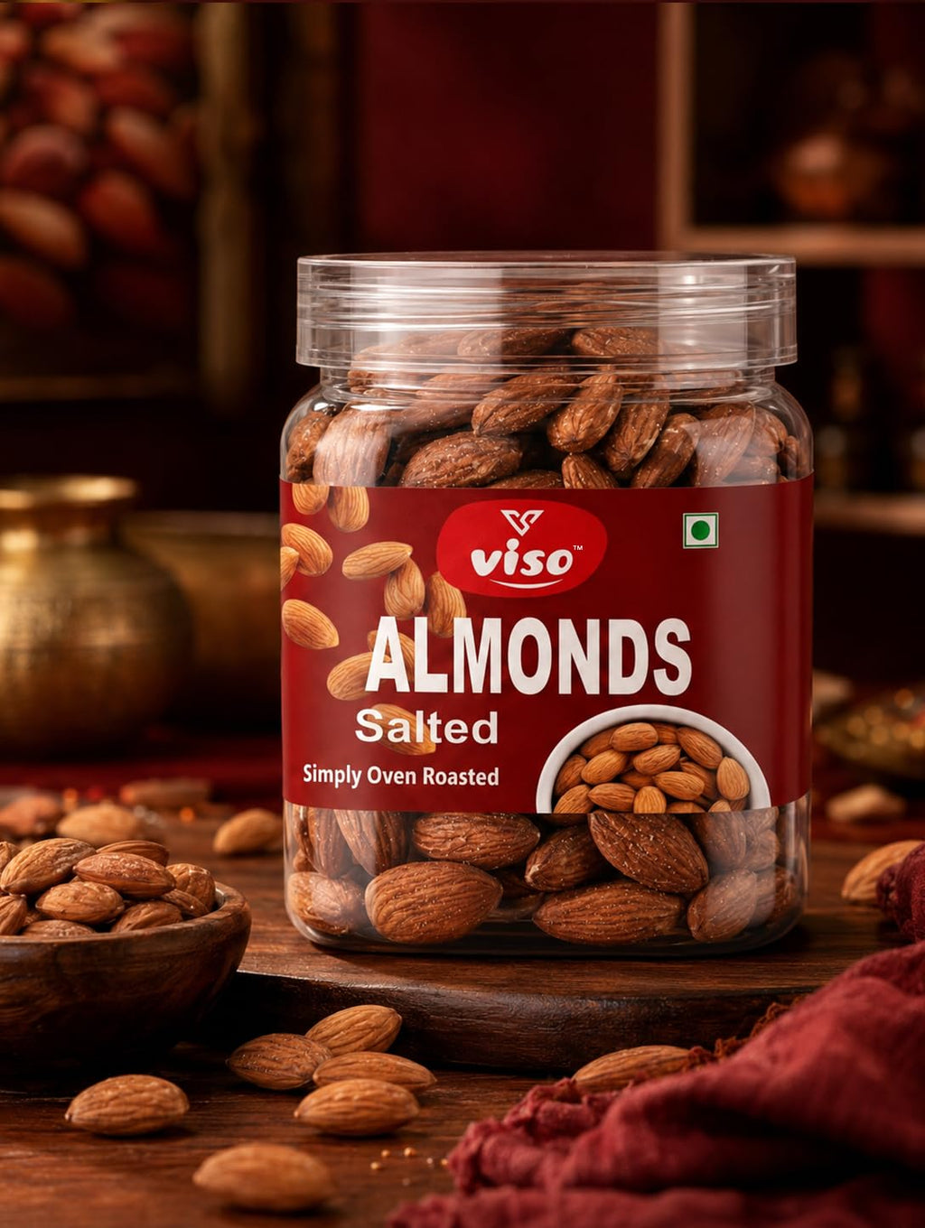 Premium Salted Almonds – Simply Oven Roasted & Crunchy | 0% Added Oil | Healthy Roasted Badam Snacking | Protein-Rich & Nutritious (250 Gm Box)