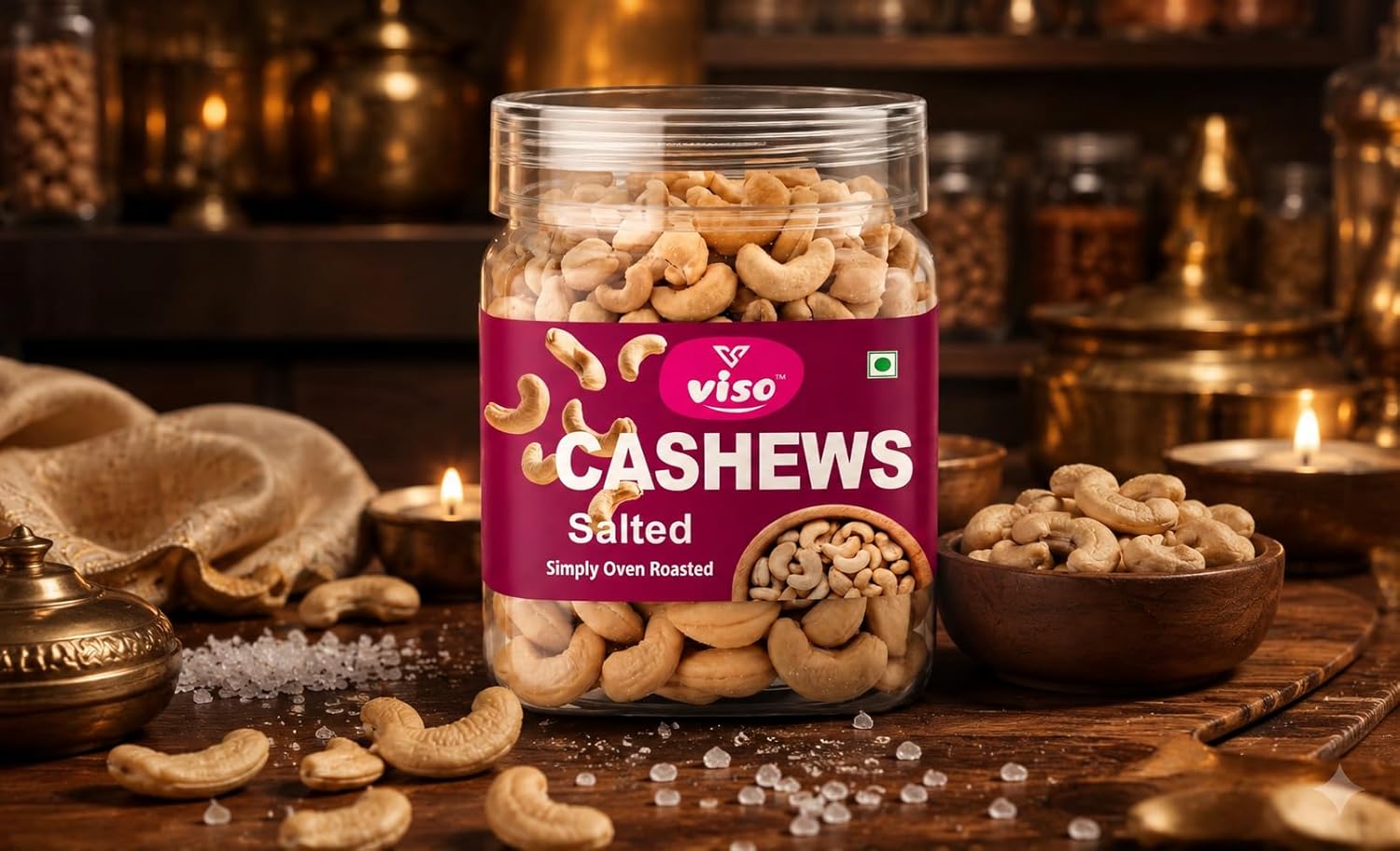 Salted Cashews | Simply Oven Roasted Kaju | Crunchy & Premium Roasted Cashew Nuts | Ready to Eat Snack | Vegetarian (250 Gm Box)