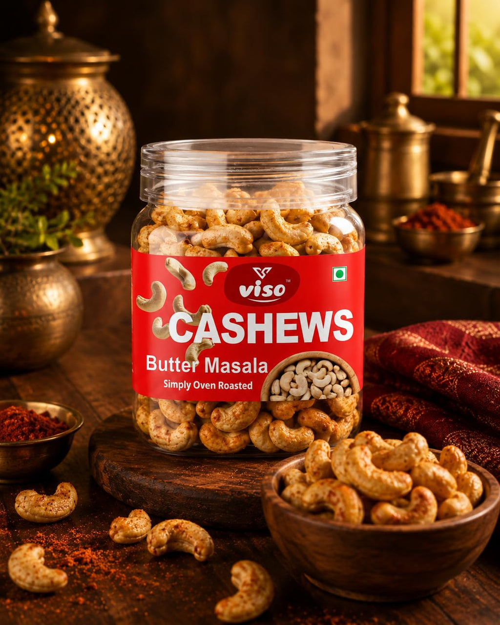 Butter Masala Cashews | Simply Oven Roasted Kaju | Spicy & Crunchy Premium Cashew Nuts | Ready to Eat Snack | Vegetarian(250 Gm Box)