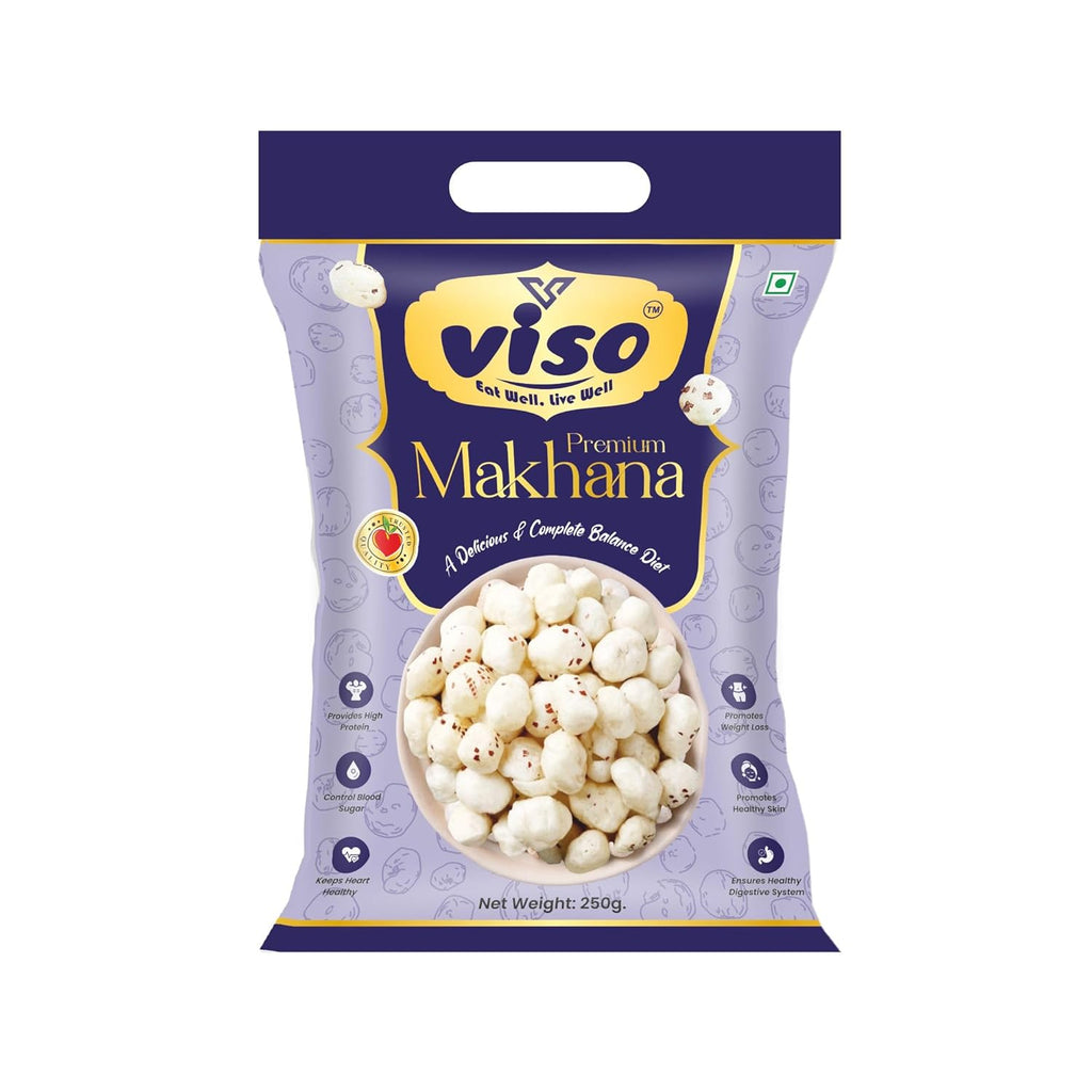 VISO Premium Makhana | Fox Nuts | Healthy Roasted Snack | High Protein & Low Calorie (250 gm)