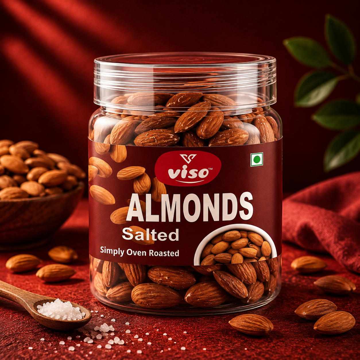Premium Salted Almonds – Simply Oven Roasted & Crunchy | 0% Added Oil | Healthy Roasted Badam Snacking | Protein-Rich & Nutritious (250 Gm Box)
