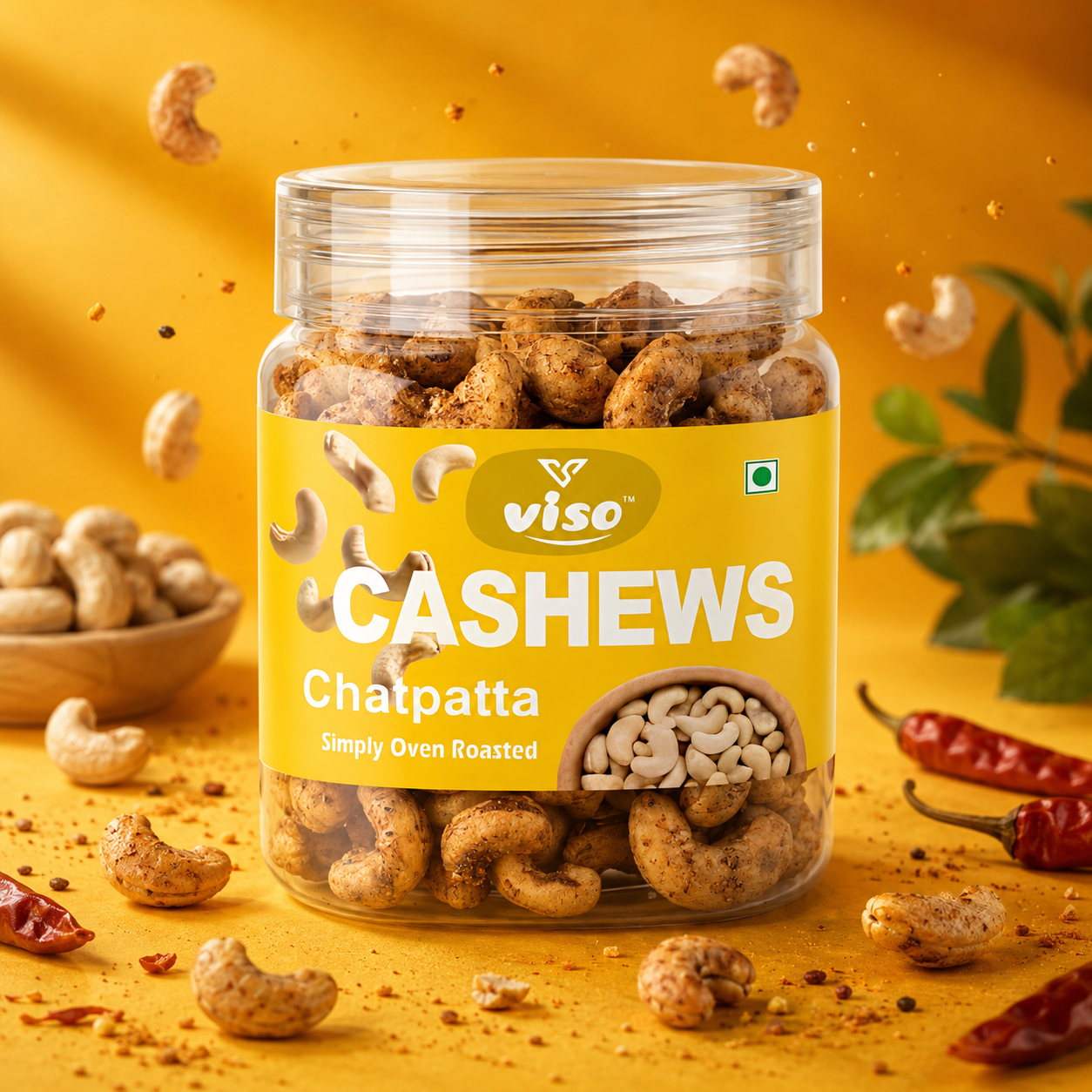 Chatpatta Cashews | Simply Oven Roasted Flavored Cashew Nuts | Crunchy & Spicy Healthy Snack | Ready to Eat Premium Kaju (250 Gm Box)