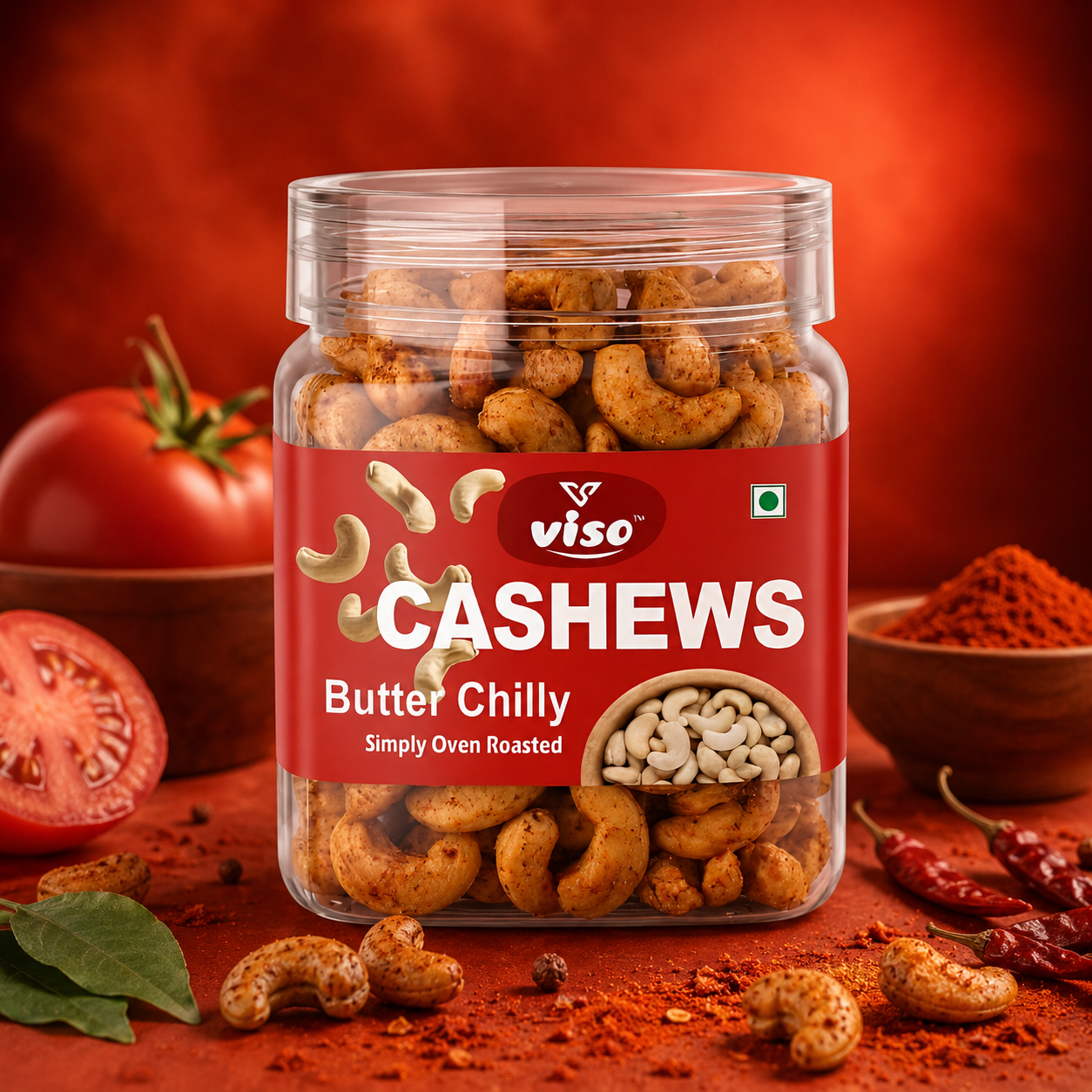 Butter Chilly Cashews | Simply Oven Roasted Kaju | Spicy & Crunchy Flavoured Cashew Nuts | Ready to Eat Snack | Vegetarian