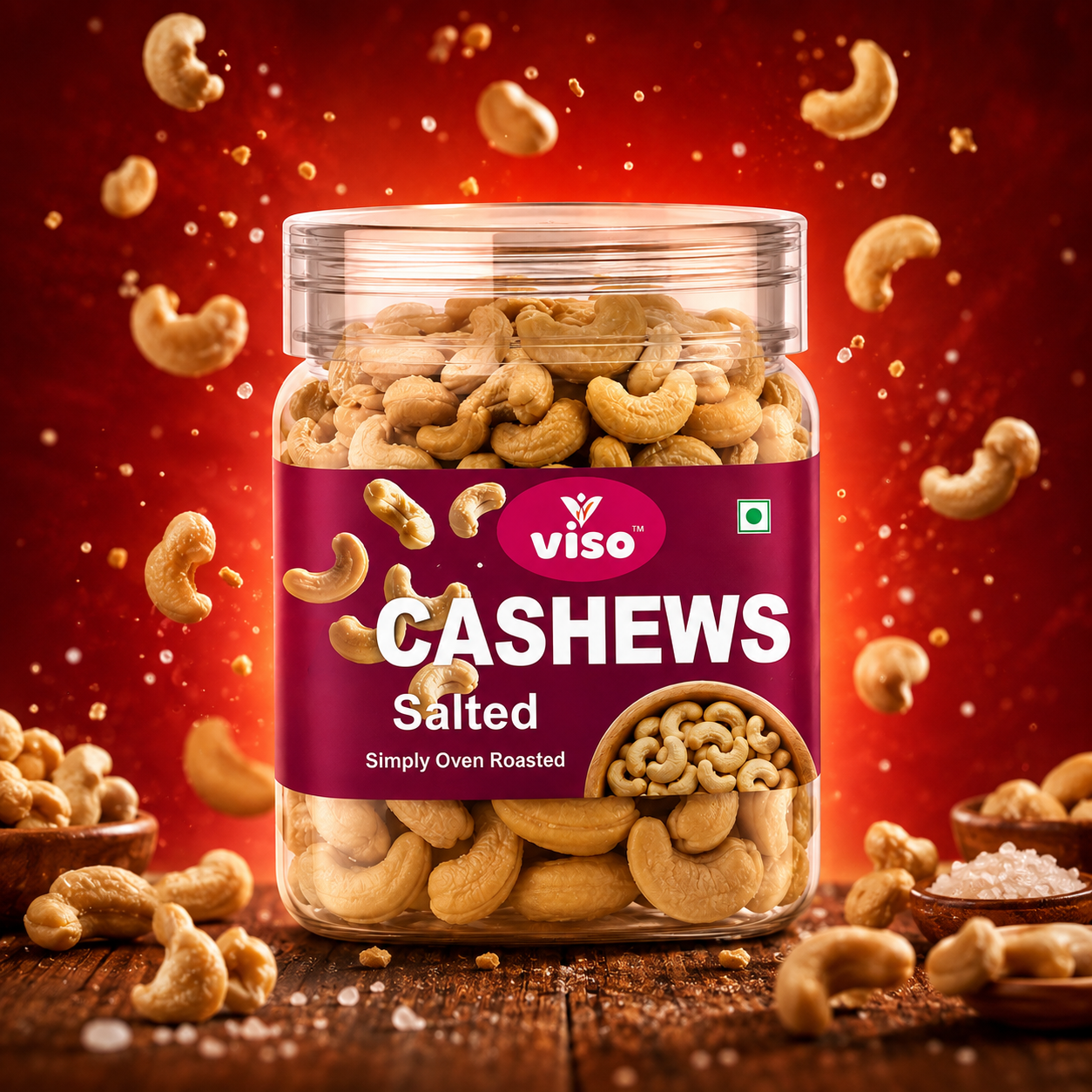Salted Cashews | Simply Oven Roasted Kaju | Crunchy & Premium Roasted Cashew Nuts | Ready to Eat Snack | Vegetarian (250 Gm Box)